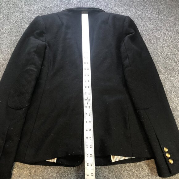 Banana Republic Equestrian Jacket Womens 2 Black Elbow Patches Wool Blend - Picture 11 of 12